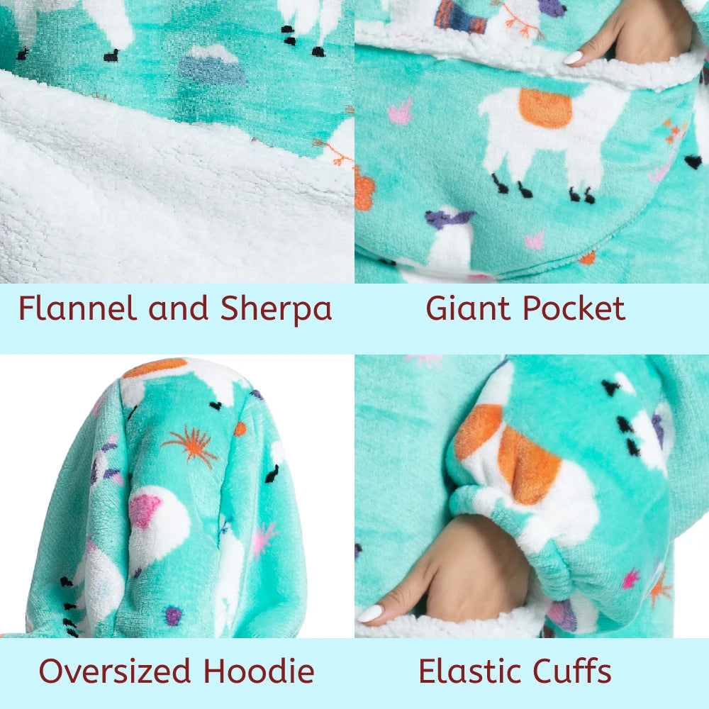 Cozy Oversized Sherpa Hoodie Blanket - Warm Flannel Pullover for Winter