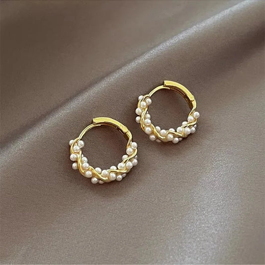 Trendy Korean Pearl Circle Earrings - Chic & Versatile Women's Jewelry