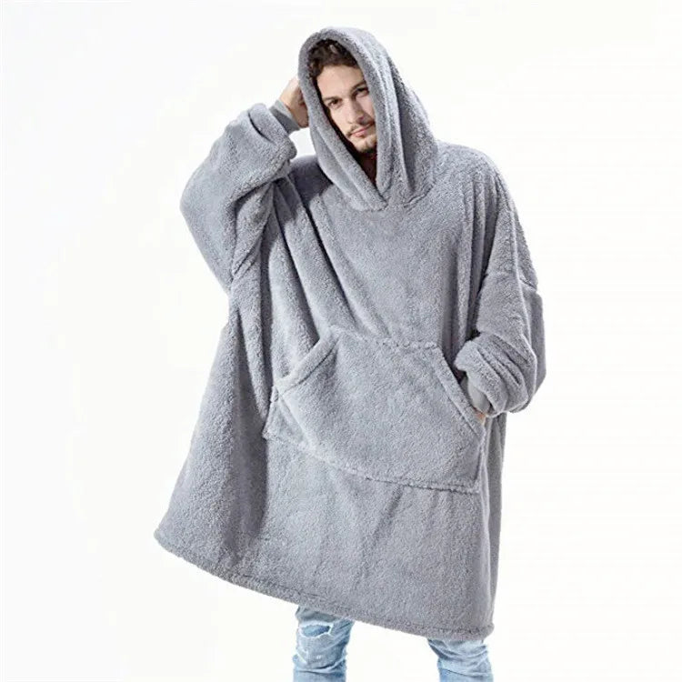 Cozy MIDSUM Oversized Winter Hoodie Blanket for Women - Warm Fleece with Sleeves & Large Pocket