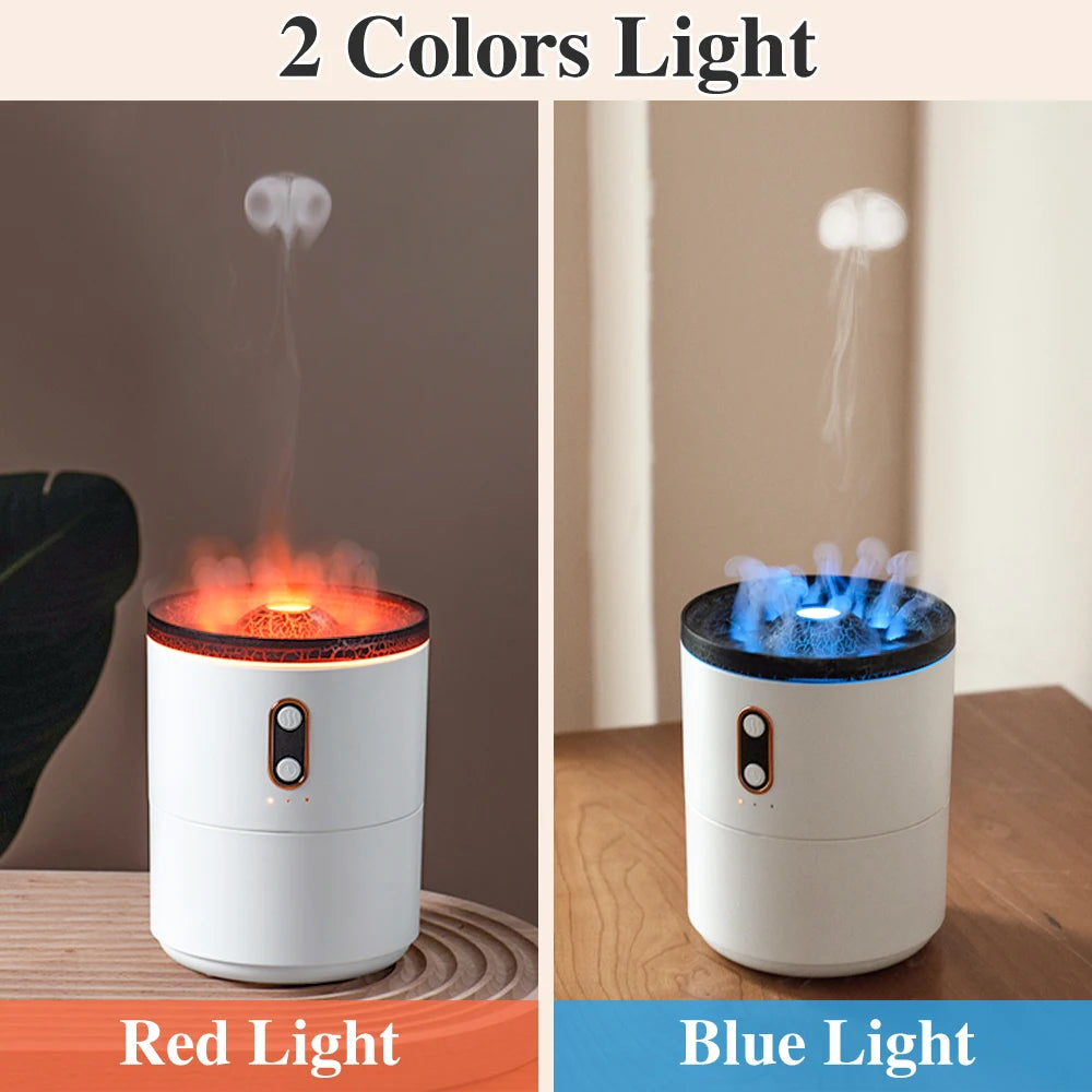 Volcano Flame Aroma Diffuser & Humidifier with Remote - Jellyfish Mist Maker for Home Fragrance