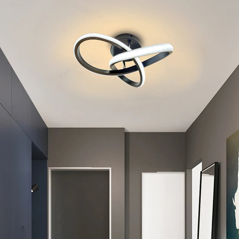 Chic Dual-Ring LED Ceiling Light - Modern, Creative Design for Hallway, Balcony, Office