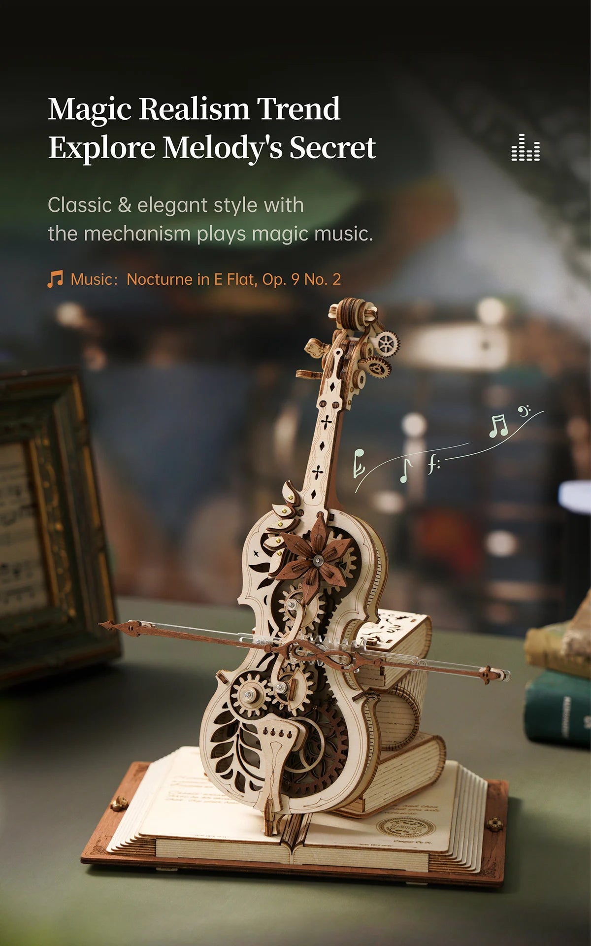 ROKR 3D Wooden Puzzle Magic Cello - Interactive Music Box for Kids (AMK63)