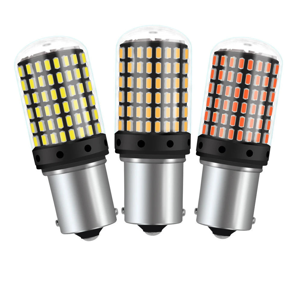 2-Pack LED Flashing Car Signal Lights - Canbus PY21W, P21W, BAU15S, 1156, BA15S, T20, 3157, 1157 Bulbs - 144SMD