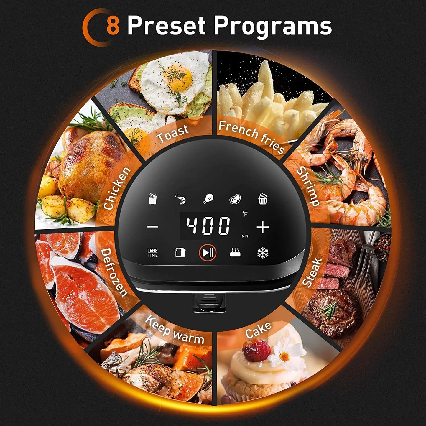 JOYOUNG 4.5L Digital Air Fryer - LED Touch, 8 Smart Programs, Oil-Free Cooking