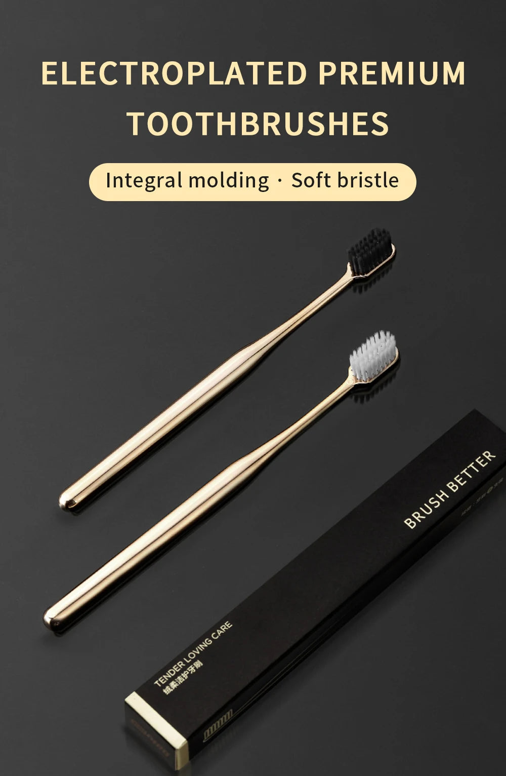 Elegant Gold & Silver Soft Toothbrushes for Adults - Gentle Luxury Dental Care