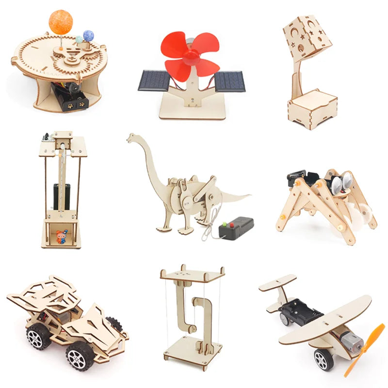 STEM DIY Dinosaur Car Kit - Educational Science Toy & Wood Puzzle for Kids