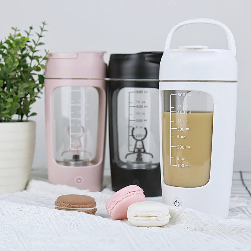 Portable USB Protein Shaker Bottle - 1200mAh Rechargeable Blender Cup, 650ml for Fitness Workouts