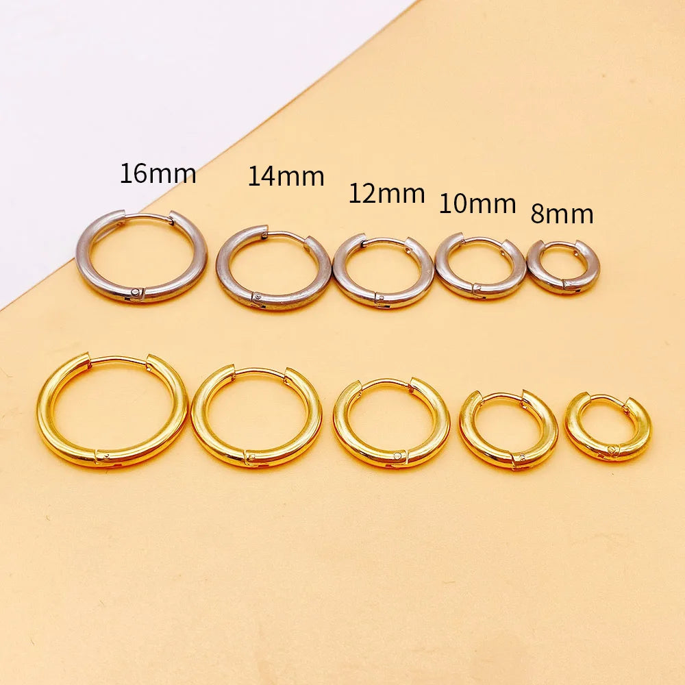 Trendy Stainless Steel Hoop Earrings - Unisex Cartilage Jewelry