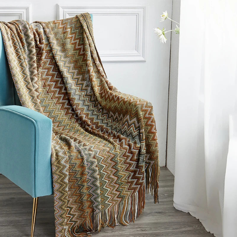 Boho Aztec Geometric Blanket - Ethnic Sofa Cover & Tapestry Decor