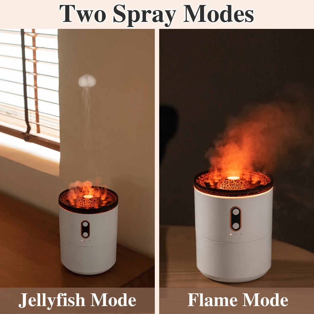 Volcano Flame Aroma Diffuser & Humidifier with Remote - Jellyfish Mist Maker for Home Fragrance