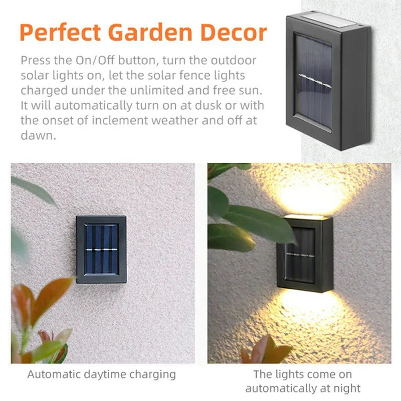 Waterproof Solar Up & Down Spot Lights - Outdoor Garden & Street Wall Decor