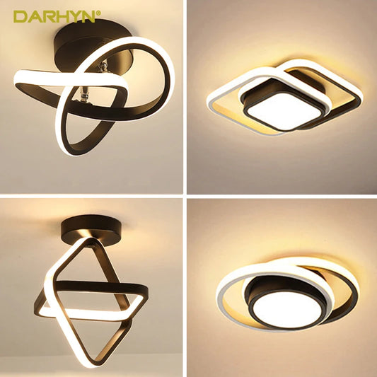 Chic Dual-Ring LED Ceiling Light - Modern, Creative Design for Hallway, Balcony, Office