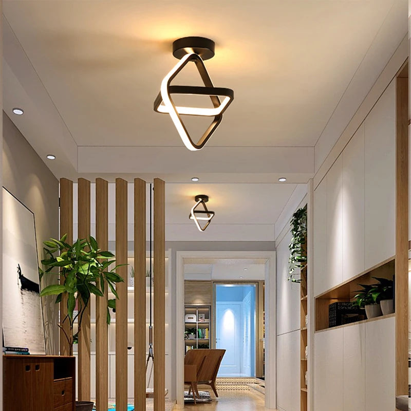 Chic Dual-Ring LED Ceiling Light - Modern, Creative Design for Hallway, Balcony, Office