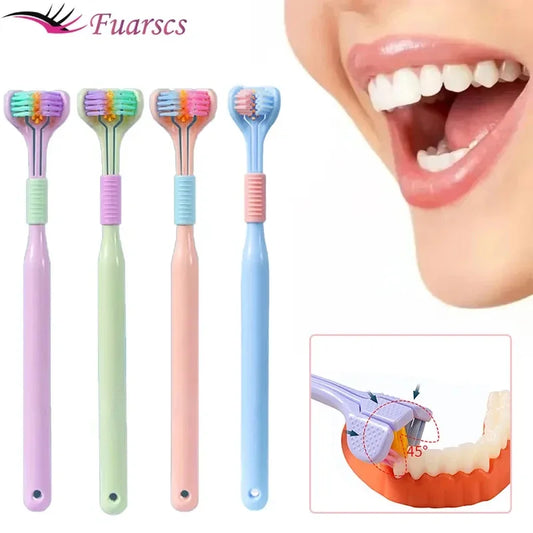 Triple-Sided Ultra Soft Bristle Toothbrush for Adults - Gentle Oral Care & Safety