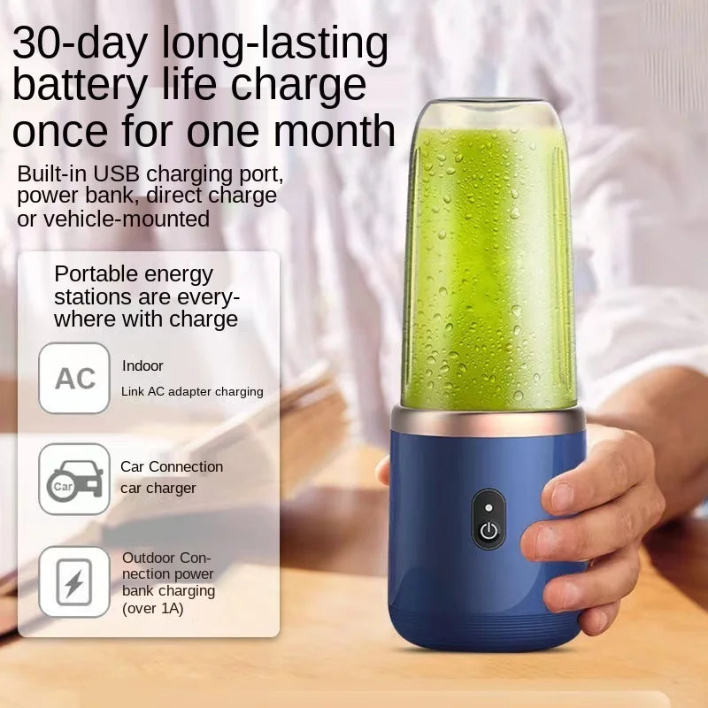 Compact USB Rechargeable Fruit Juicer - 300ml Smoothie Blender for Fresh Juices