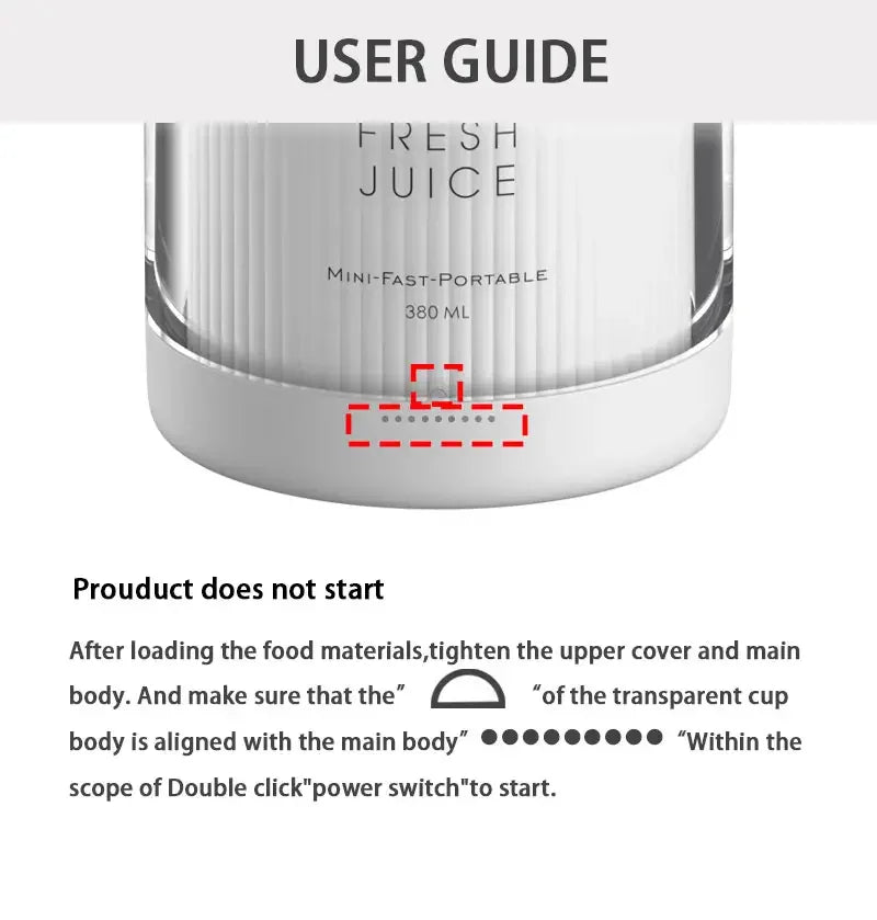 Portable Mini Juice Blender - 6-Blade USB Rechargeable Fruit Mixer for Fresh Juices