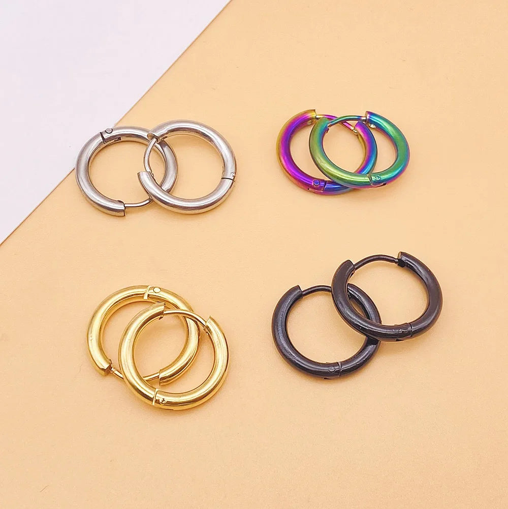 Trendy Stainless Steel Hoop Earrings - Unisex Cartilage Jewelry