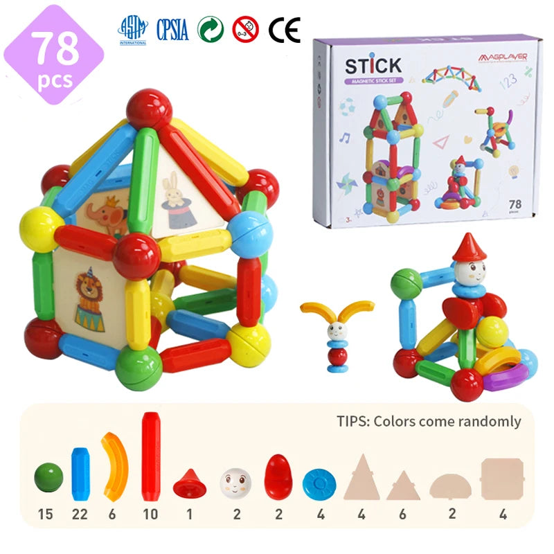 Magplayer Magnetic Building Blocks - STEM Puzzle Toy for Kids