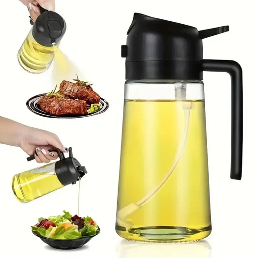 Dual-Use Glass Oil Sprayer - Leak-Proof Olive Oil Bottle for BBQ, Air Fryer, Salad & More