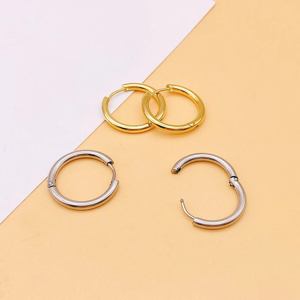 Trendy Stainless Steel Hoop Earrings - Unisex Cartilage Jewelry