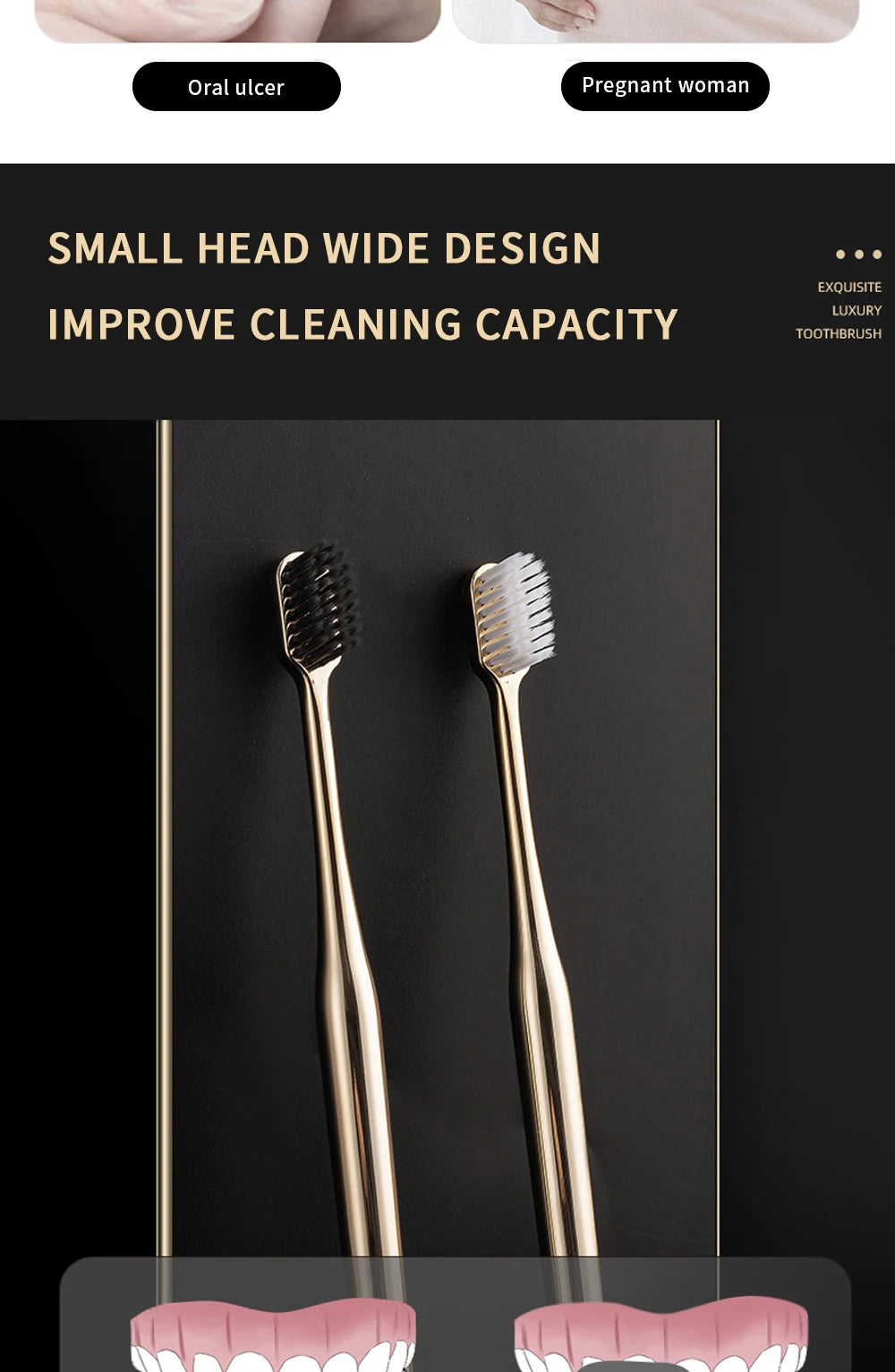 Elegant Gold & Silver Soft Toothbrushes for Adults - Gentle Luxury Dental Care