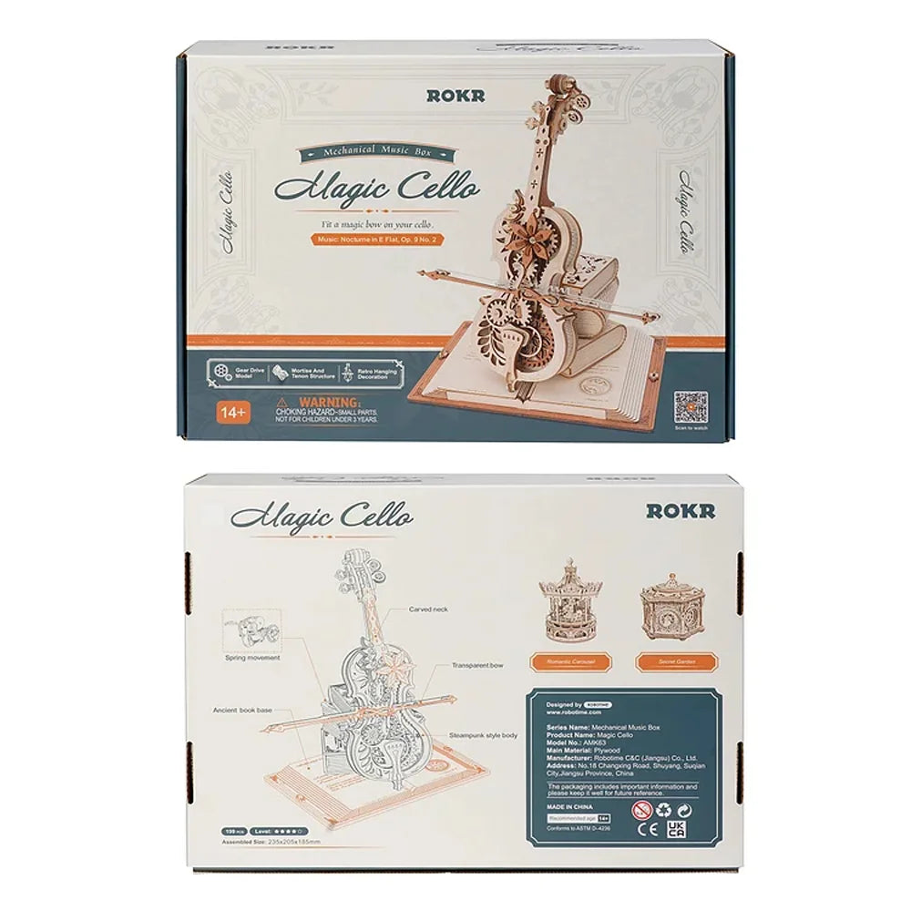 ROKR 3D Wooden Puzzle Magic Cello - Interactive Music Box for Kids (AMK63)