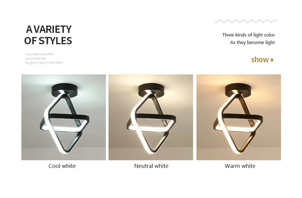 Chic Dual-Ring LED Ceiling Light - Modern, Creative Design for Hallway, Balcony, Office