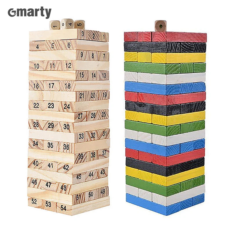 Solid Wood Stacking Puzzle Tower - Fun Parent-Child Interactive Game