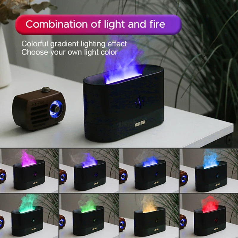 Color-Changing USB Cool Mist Humidifier & Essential Oil Diffuser - Flame Effect