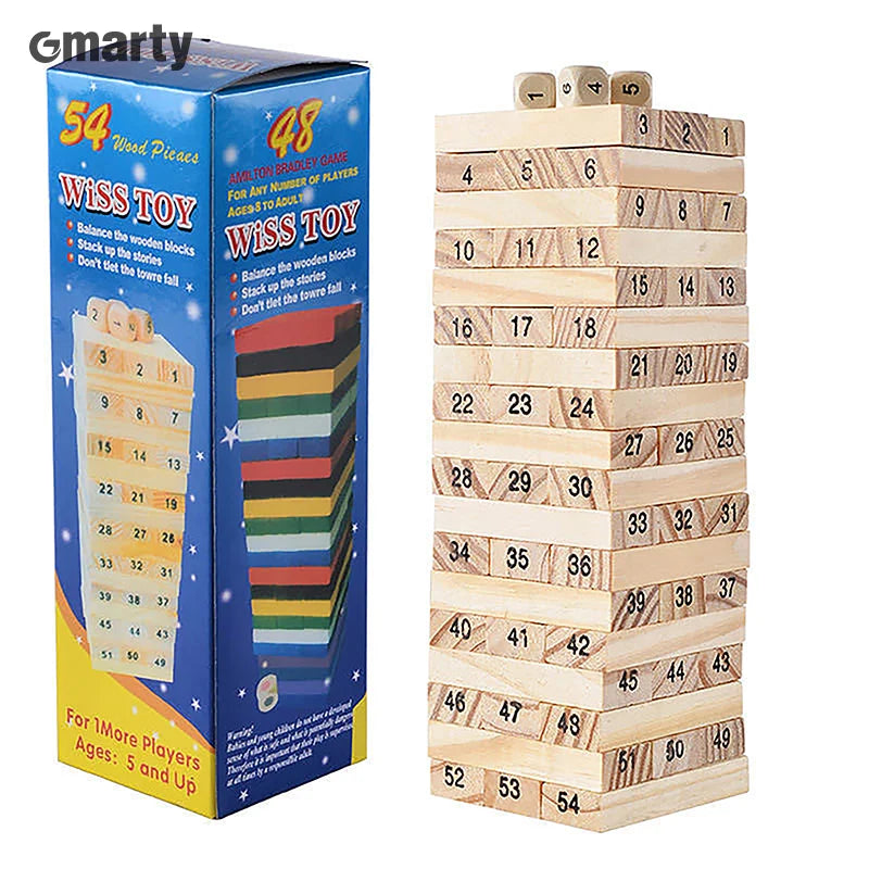 Solid Wood Stacking Puzzle Tower - Fun Parent-Child Interactive Game