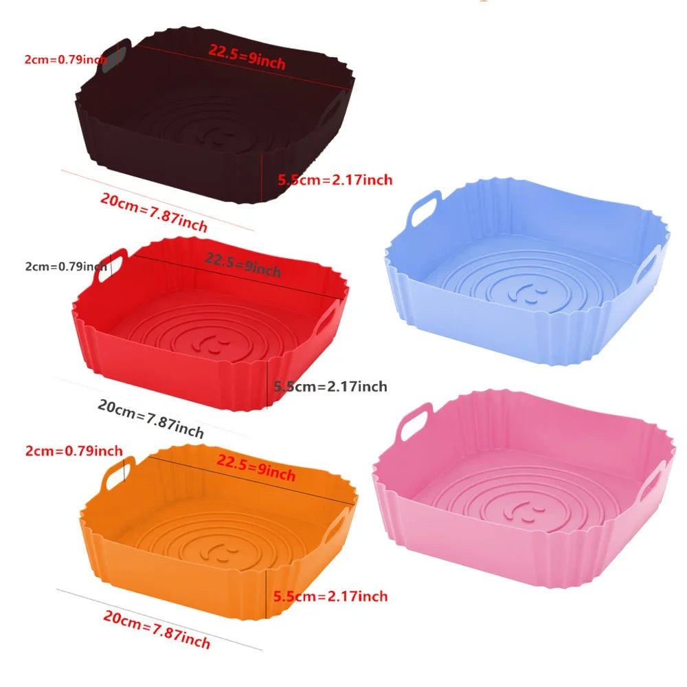 Eco-Friendly Silicone Airfryer Liner - Non-Stick Baking Tray for Pizza & Chicken