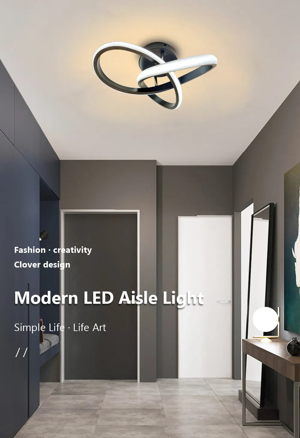 Chic Dual-Ring LED Ceiling Light - Modern, Creative Design for Hallway, Balcony, Office