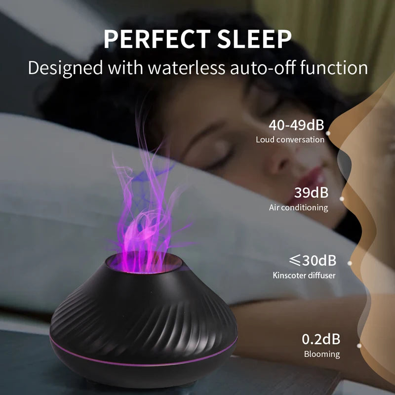 KINSCOTER Volcanic Aroma Diffuser: 130ml USB Essential Oil Lamp & Color Flame Humidifier