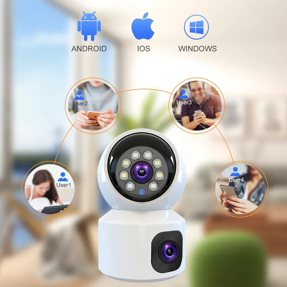 4K WiFi Dual Screen Smart Home Security Camera - Baby Monitor with Two-Way Audio & Color Night Vision