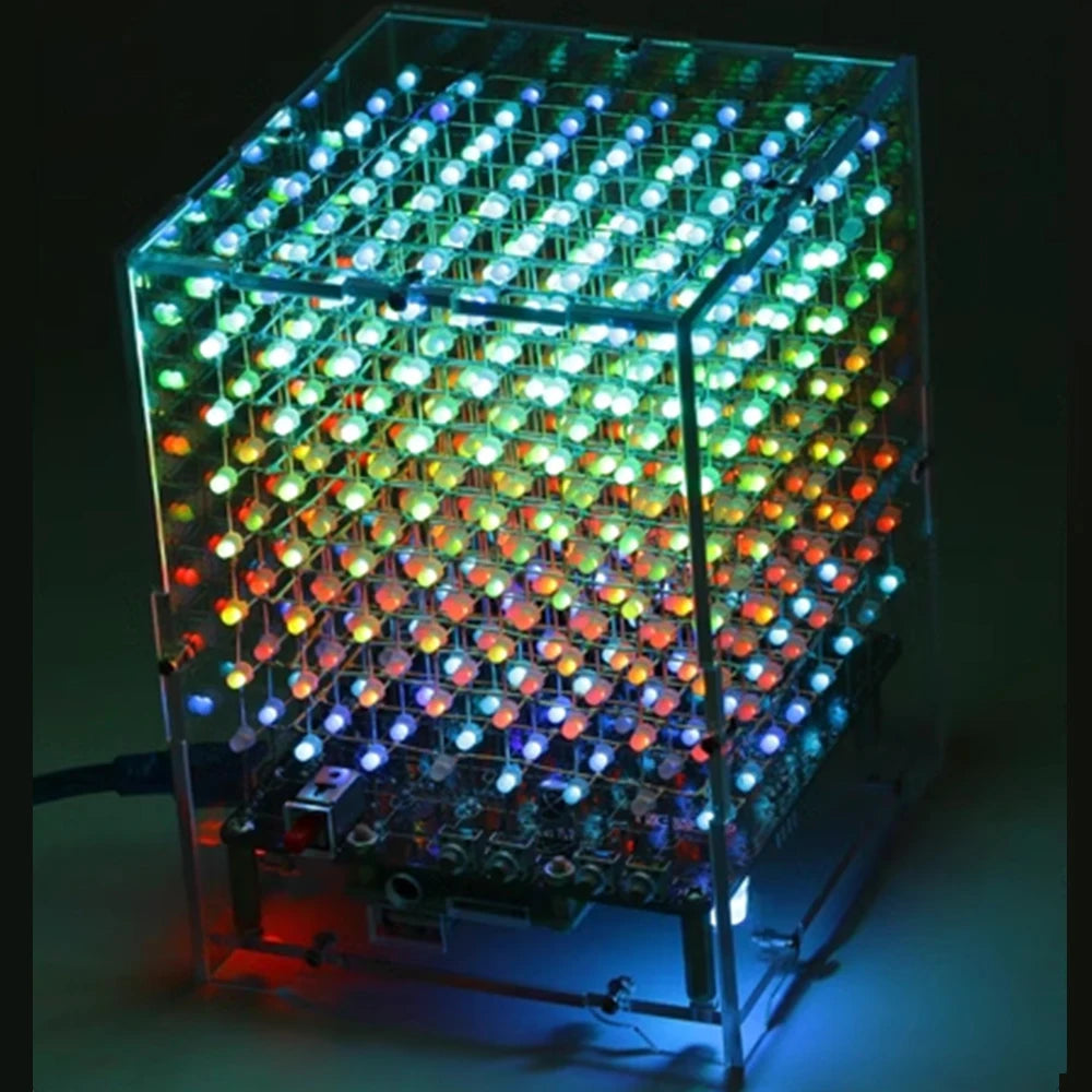 RGB Music LED Cube Kit - 8x8x8 3D Light Show with Remote | DIY STEM Soldering Fun