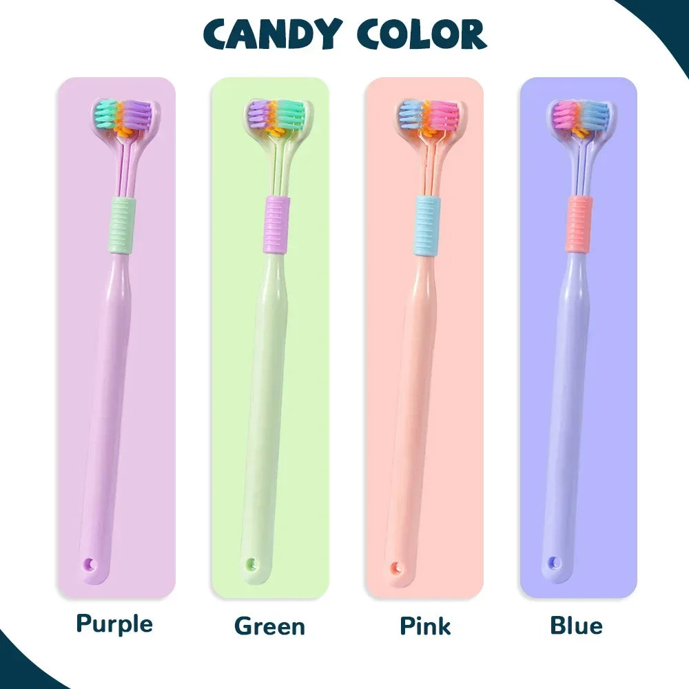 Triple-Sided Ultra Soft Bristle Toothbrush for Adults - Gentle Oral Care & Safety