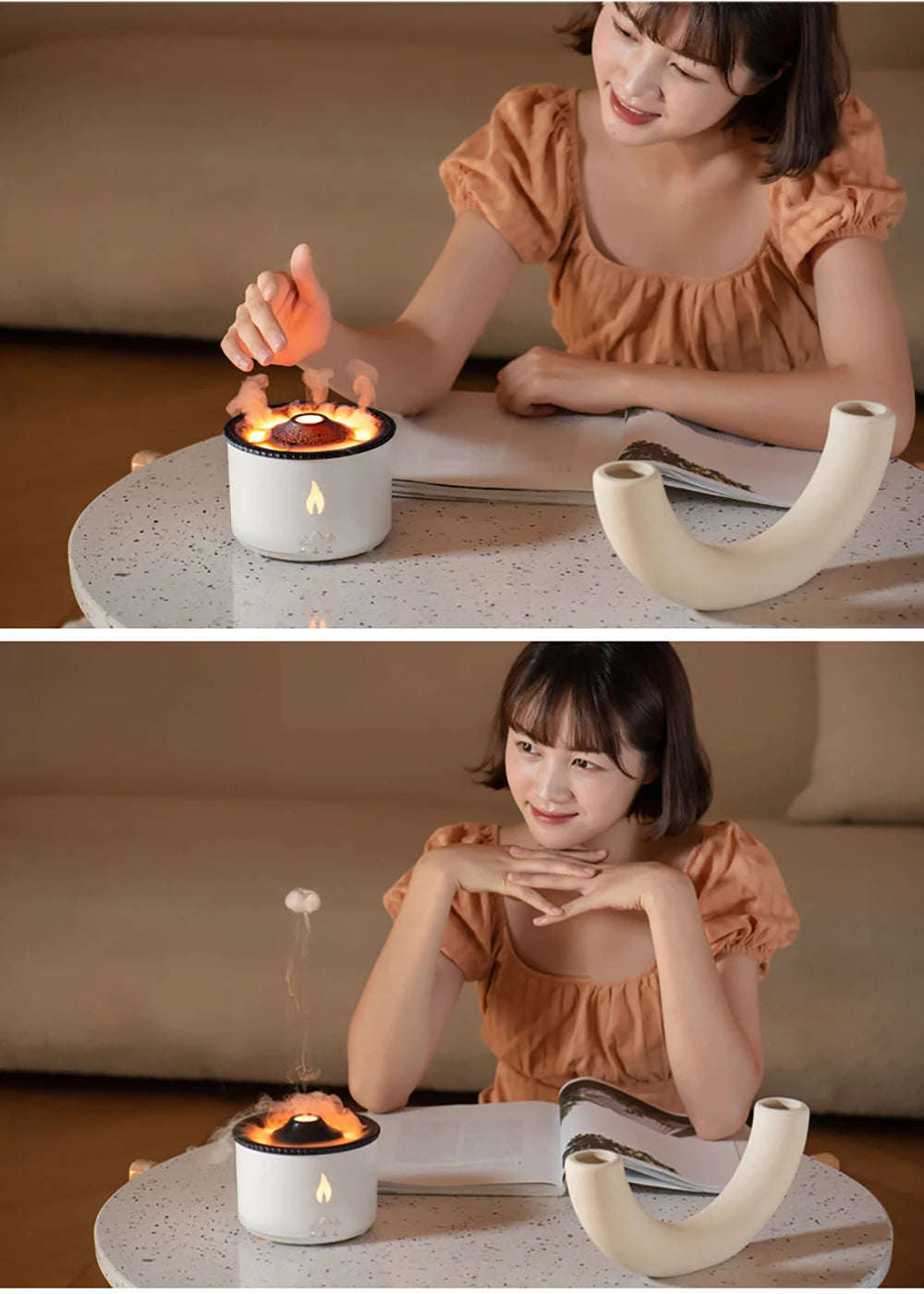 Volcano Flame Aroma Diffuser & Humidifier with Remote - Jellyfish Mist Maker for Home Fragrance