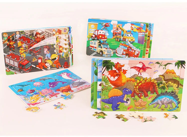 Affordable 30-Piece Montessori 3D Animal Puzzle - Fun Educational Wooden Jigsaw for Kids