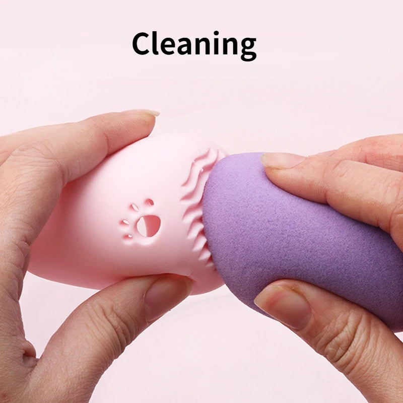 Portable Purple Silicone Makeup Sponge Holder - Soft, Stylish & Functional