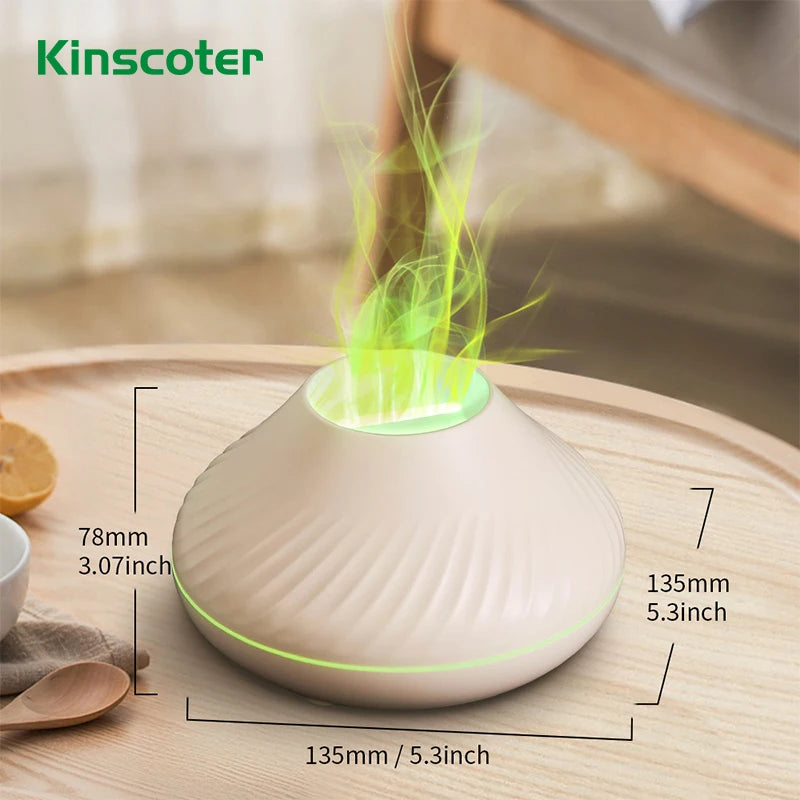 KINSCOTER Volcanic Aroma Diffuser: 130ml USB Essential Oil Lamp & Color Flame Humidifier