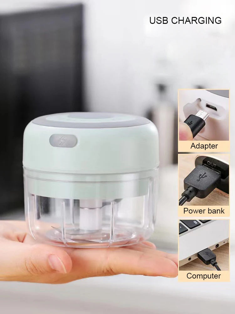 Compact Wireless Garlic & Veggie Chopper - Mini Electric Blender 100/250ML