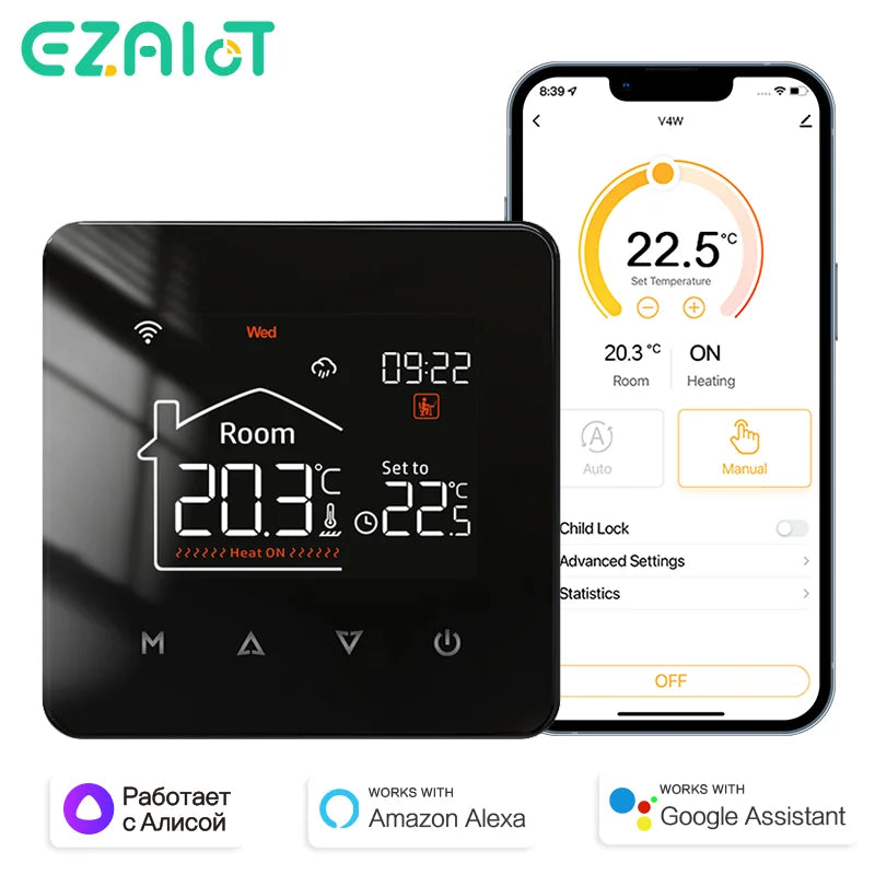 Smart WiFi Thermostat for Floor Heating & Gas Boilers - Works with Google & Alexa