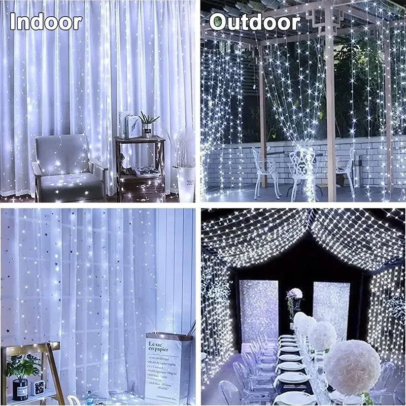 Enchanting 3M LED Curtain Lights - 8-Mode USB Fairy Garland for Home, Garden, Holidays & Weddings