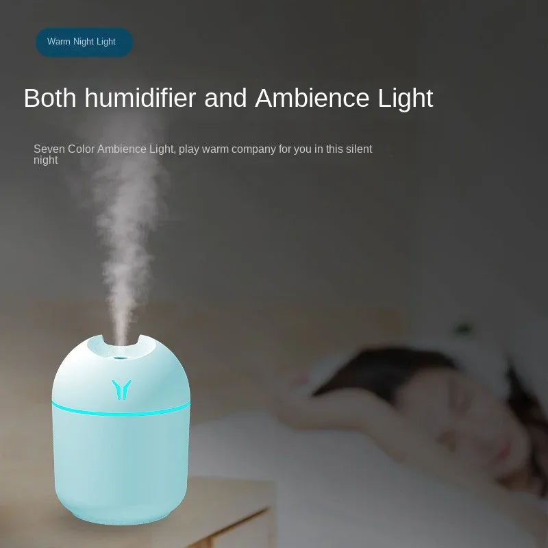 Compact 250ML Aromatherapy Humidifier with Romantic Light - USB Essential Oil Diffuser & Car Air Purifier