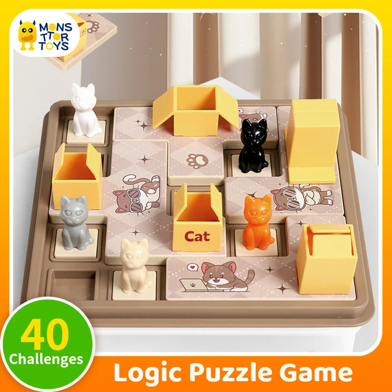 Montessori Cat Puzzle Board Game - Fun Learning for Kids 6-10