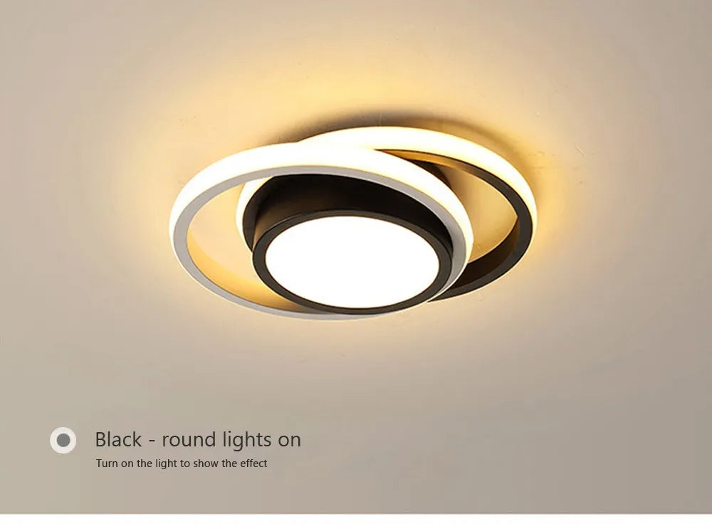 Chic Dual-Ring LED Ceiling Light - Modern, Creative Design for Hallway, Balcony, Office