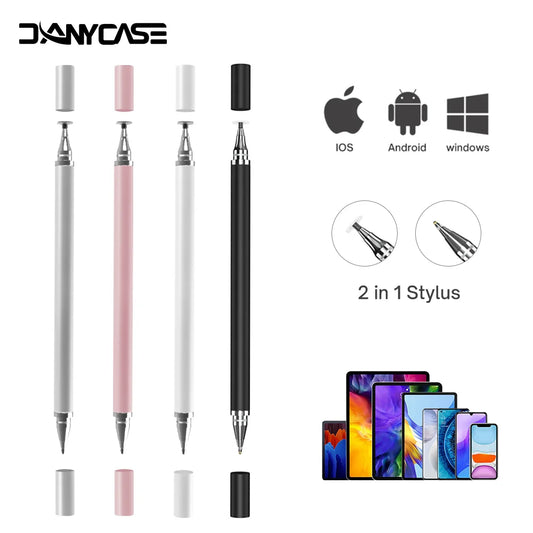 2-in-1 Universal Stylus Pen for Tablets & Phones - iOS & Android Compatible