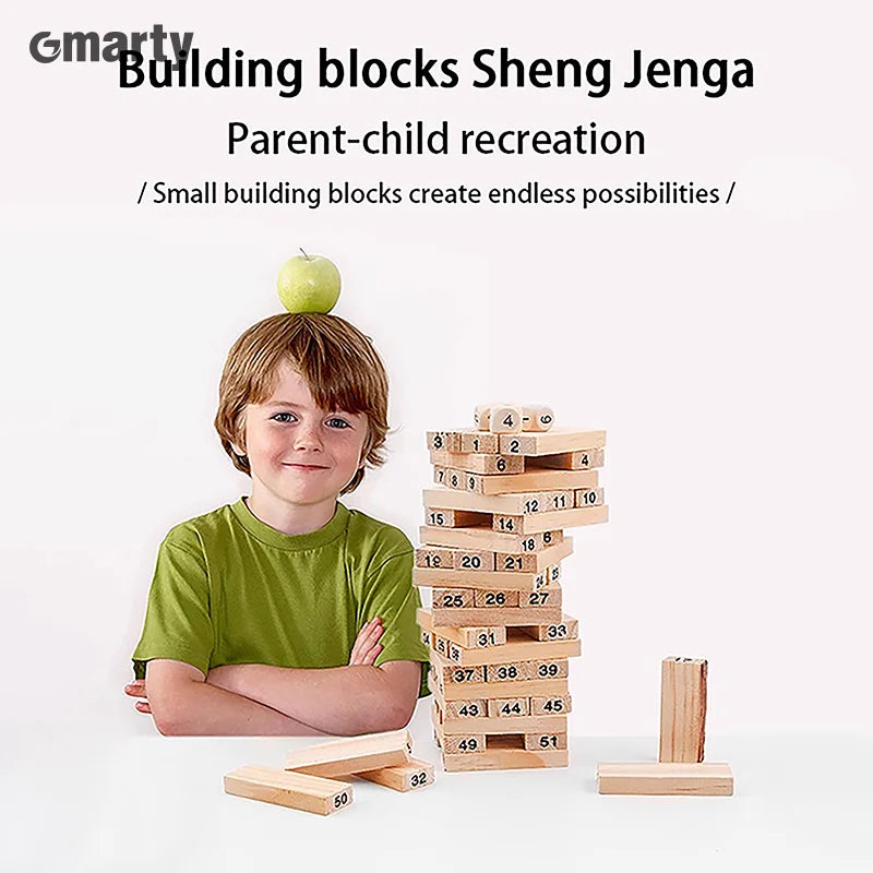 Solid Wood Stacking Puzzle Tower - Fun Parent-Child Interactive Game