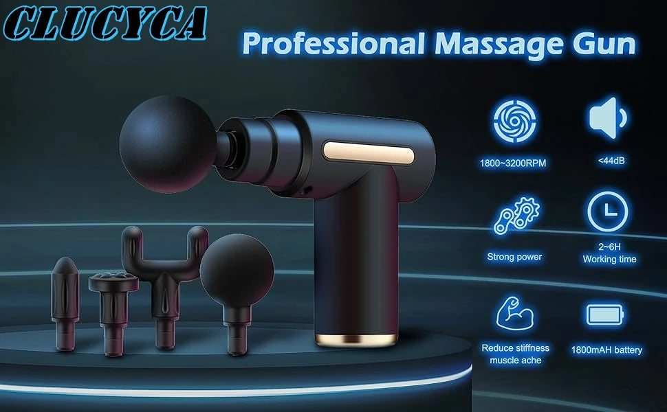 Clucyca Portable Massage Gun - 6-Speed Deep Tissue Muscle Relief