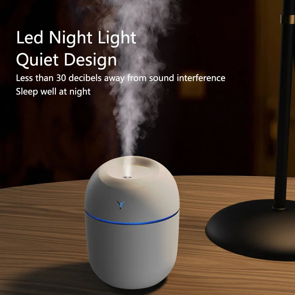 Compact 250ML Aromatherapy Humidifier with Romantic Light - USB Essential Oil Diffuser & Car Air Purifier